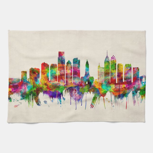 Philadelphia Pennsylvania Skyline Kitchen Towel (Horizontal)