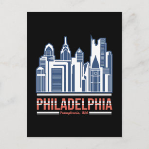 Philadelphia Pennsylvania Skyline Retro CityDesign Postcard