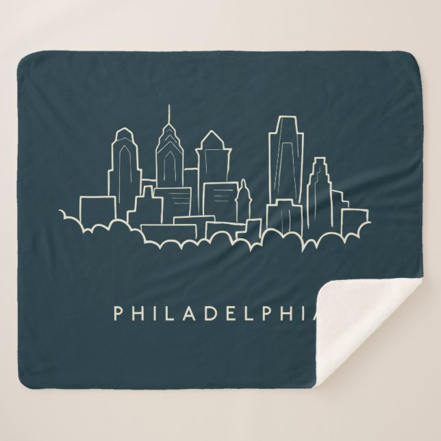 Philadelphia Pennsylvania Skyline Sherpa Blanket (Front (Horizontal))