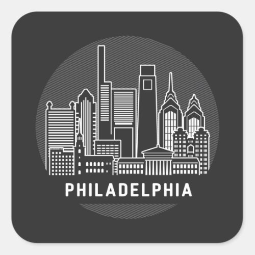 Philadelphia Pennsylvania Skyline Square Sticker