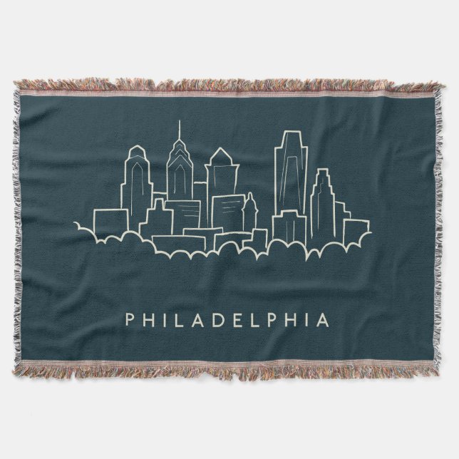 Philadelphia Pennsylvania Skyline Throw Blanket (Front)