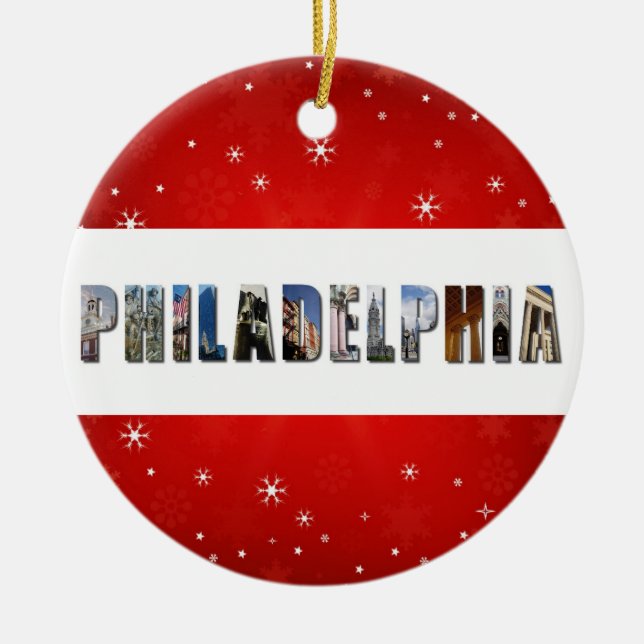 Philadelphia Pennsylvania Travel Photo Christmas Ceramic Ornament (Front)