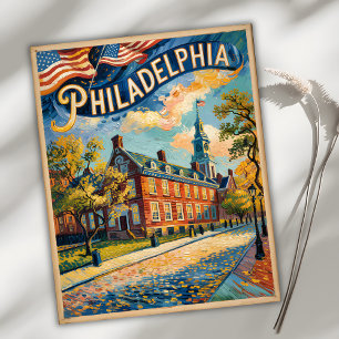 Philadelphia Pennsylvania US Retro Van Gogh Travel Postcard