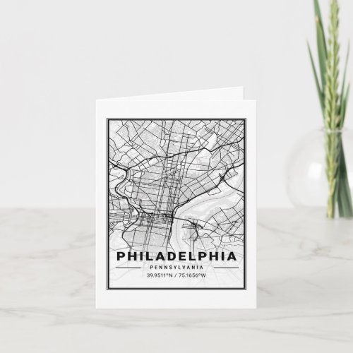 Philadelphia Pennsylvania USA Travel City Map Card