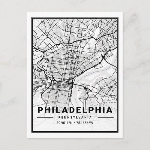 Philadelphia Pennsylvania USA Travel City Map Postcard