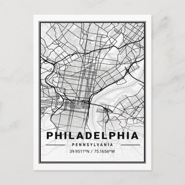 Philadelphia Pennsylvania USA Travel City Map Postcard (Front)