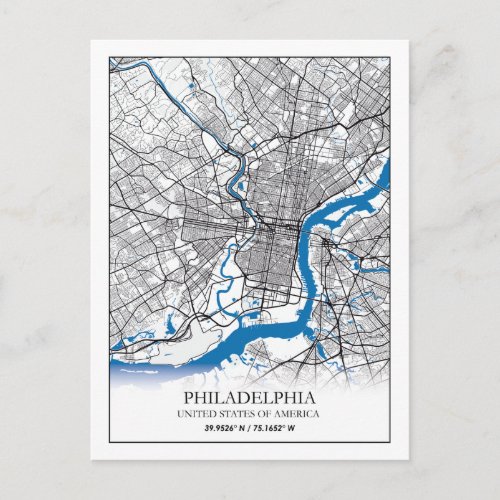 Philadelphia Pennsylvania USA Travel City Map Postcard