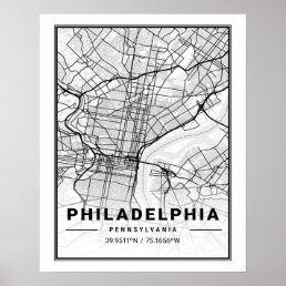 Philadelphia Pennsylvania USA Travel City Map Poster