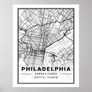 Philadelphia Pennsylvania USA Travel City Map Poster