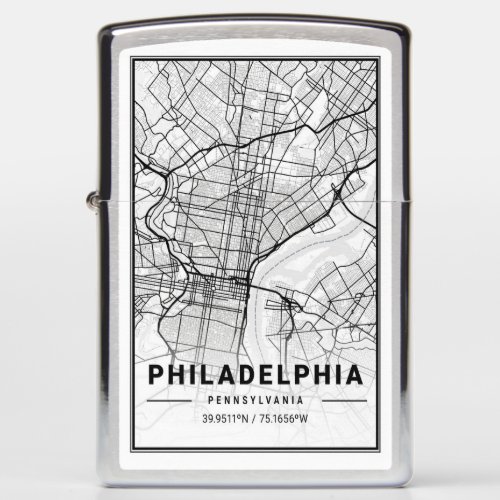 Philadelphia Pennsylvania USA Travel City Map Zippo Lighter