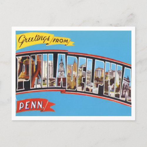 Philadelphia Pennsylvania Vintage Big Letters Postcard