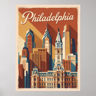 Philadelphia Pennsylvania Vintage Travel Poster