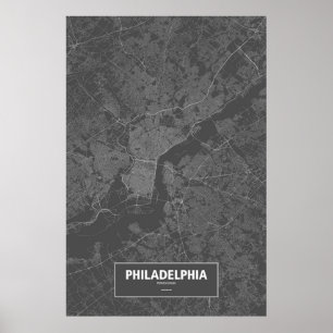 Philadelphia, Pennsylvania (white on black) Poster