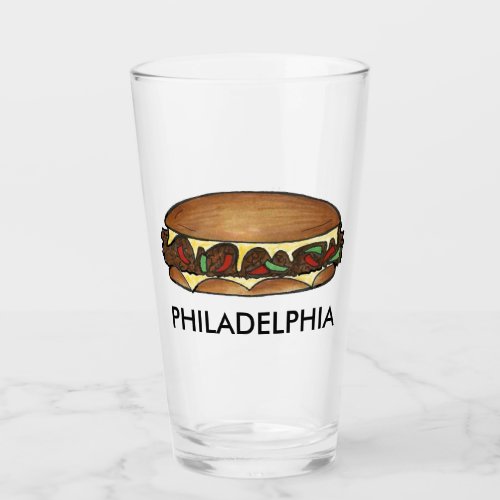 Philadelphia Philly PA Cheesesteak Steak Sandwich Glass