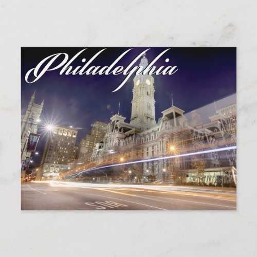 Philadelphia Post Card  City Hall at Night