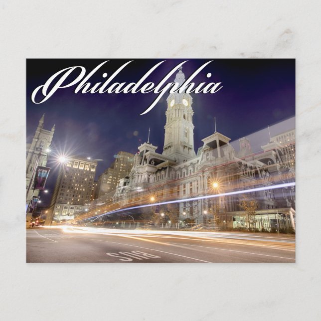 Philadelphia Post Card " City Hall at Night" (Front)