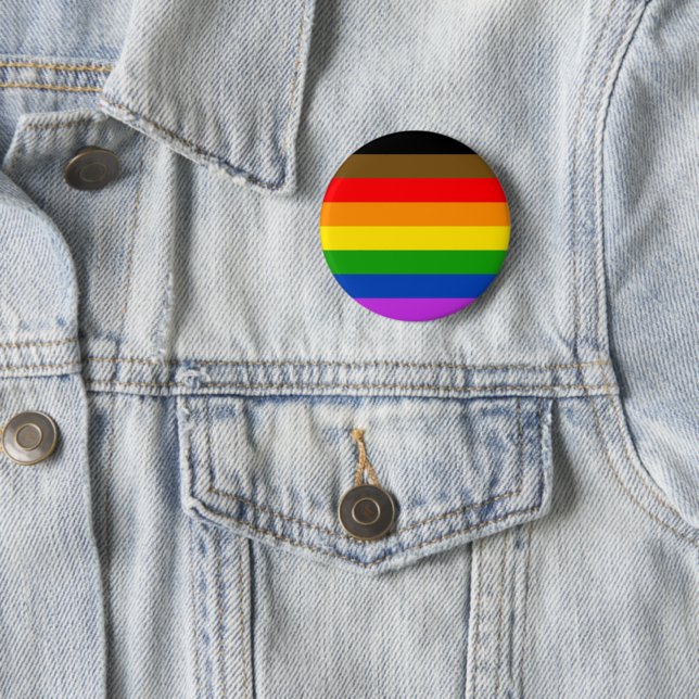 Philadelphia pride flag pinback button (In Situ)