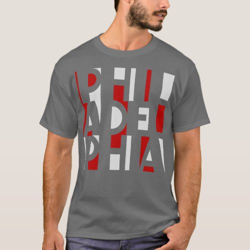 PHILADELPHIA RED WHITE AND BLUE WORD ART PHILLY FA T_Shirt