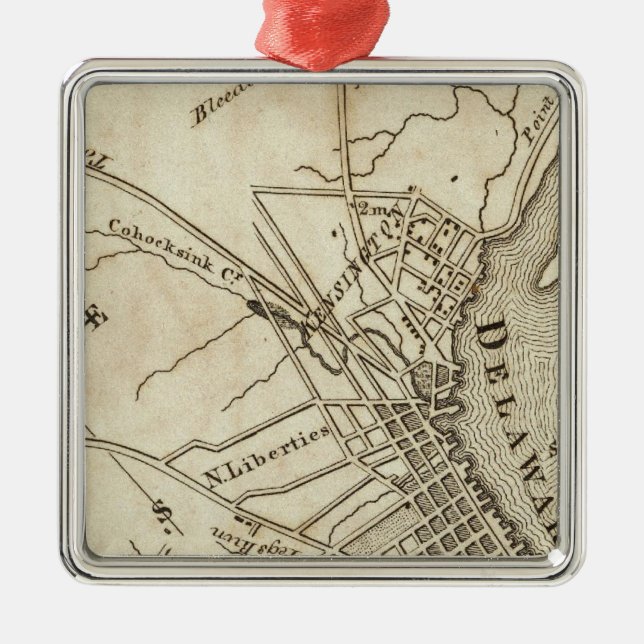 Philadelphia Road Map Metal Ornament (Front)