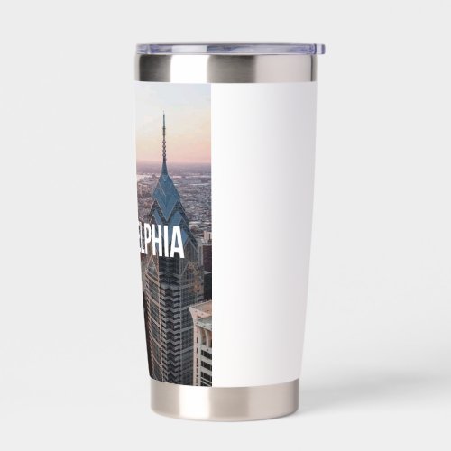 Philadelphia Skyline Aerial View Typography Urban Insulated Tumbler