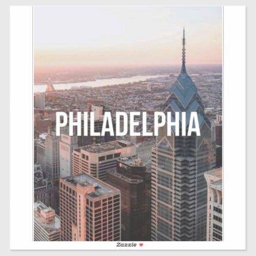 Philadelphia Skyline Aerial View Typography Urban Sticker