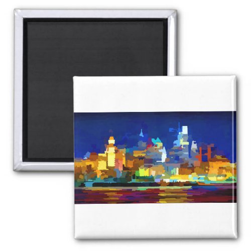 Philadelphia Skyline at Night Magnet