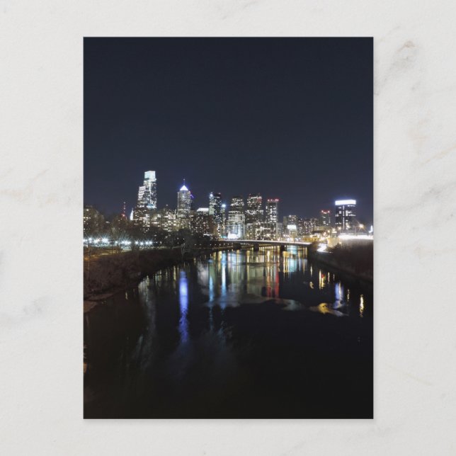 Philadelphia Skyline at Night Postcard (Front)