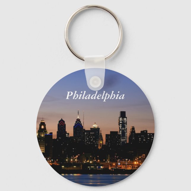 Philadelphia Skyline at Twilight Keychain (Front)