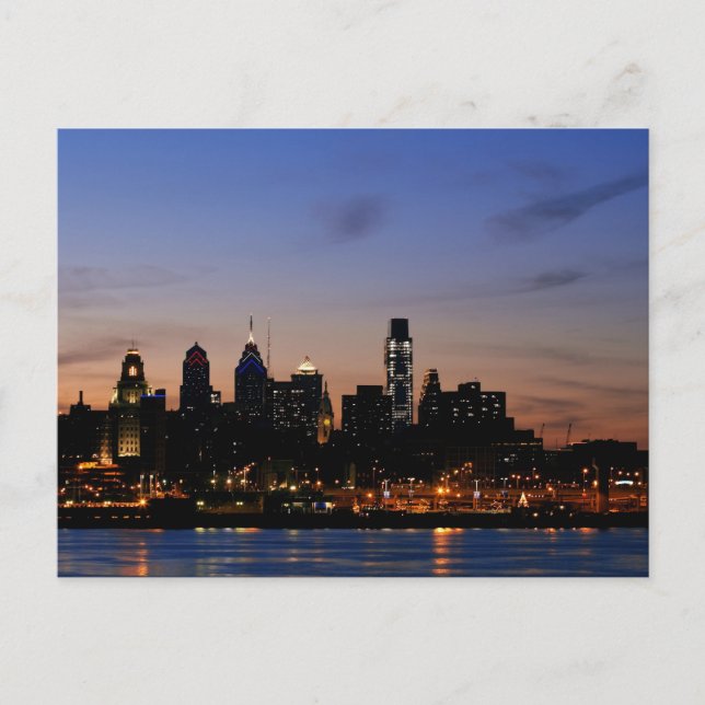 Philadelphia Skyline at Twilight- Revised Postcard (Front)