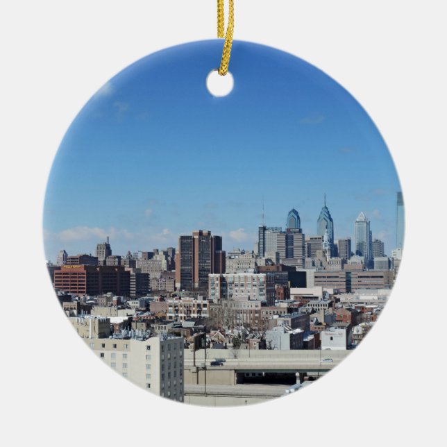 Philadelphia Skyline Ceramic Ornament (Front)