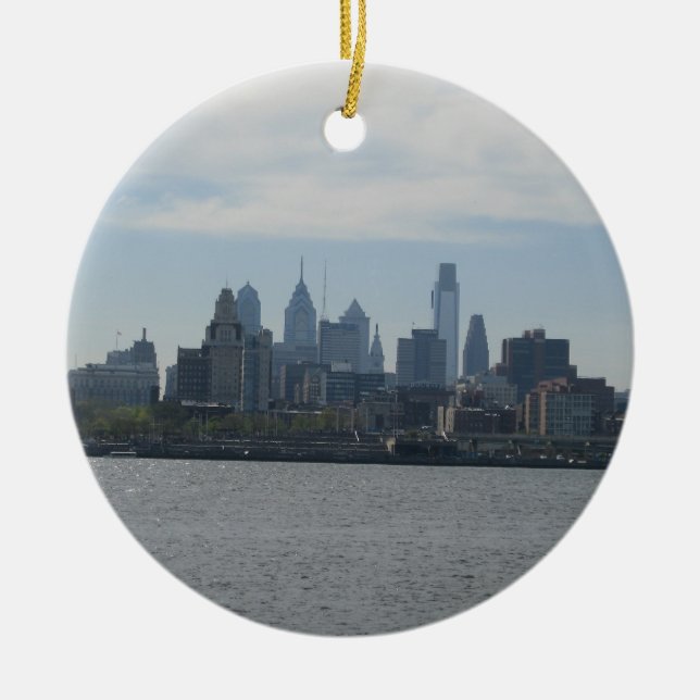 Philadelphia Skyline Ceramic Ornament (Front)