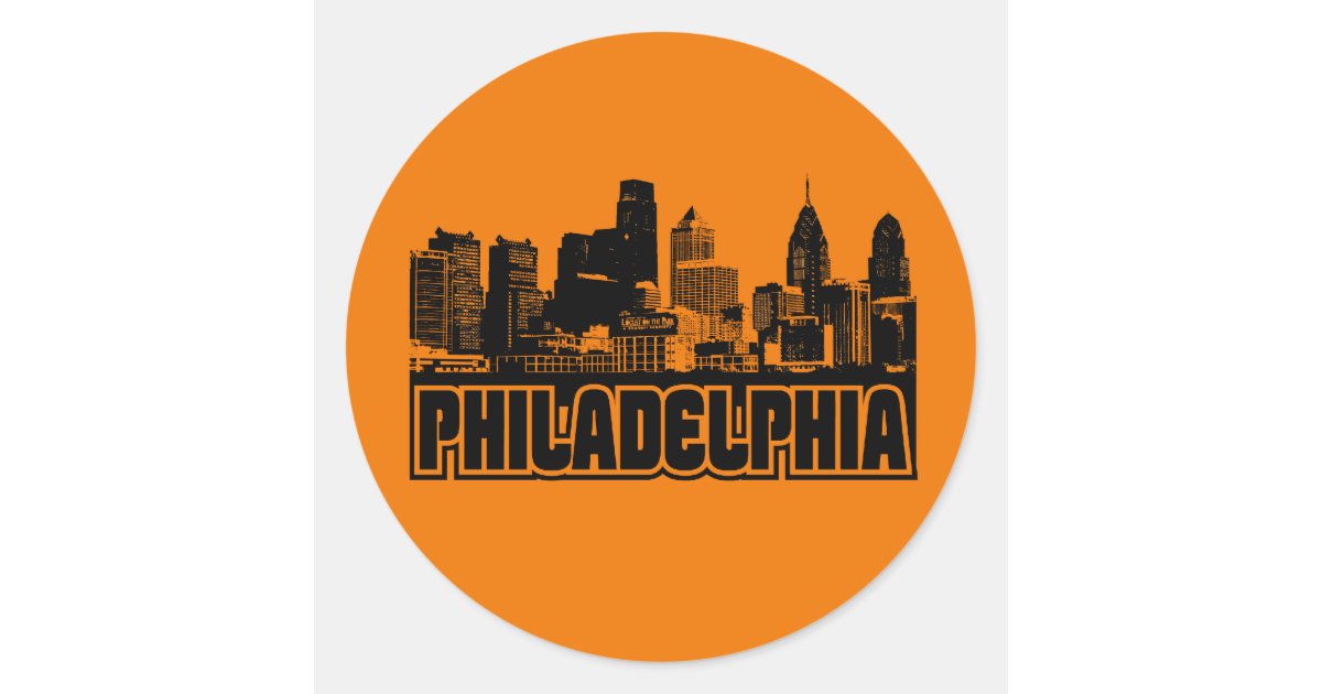 Philadelphia Sticker Philadelphia Skyline Classic Round Sticker | Zazzle