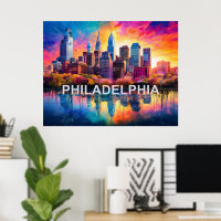 Philadelphia Skyline Colorful Urban Art