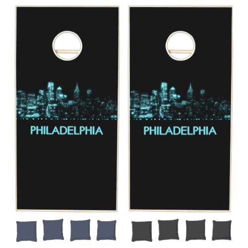 Philadelphia Skyline Cornhole Set