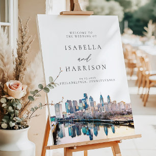 PHILADELPHIA Skyline Destination Wedding Welcome Foam Board
