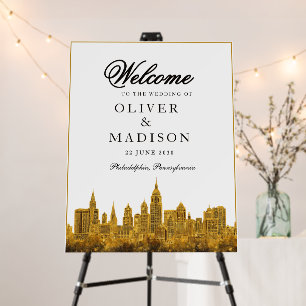 PHILADELPHIA Skyline Destination Wedding Welcome Foam Board