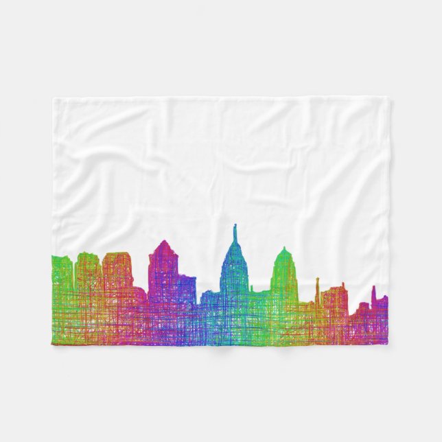 Philadelphia skyline fleece blanket (Front (Horizontal))