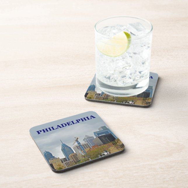 Philadelphia Skyline from the River Walk Drink Coaster (Right Side)