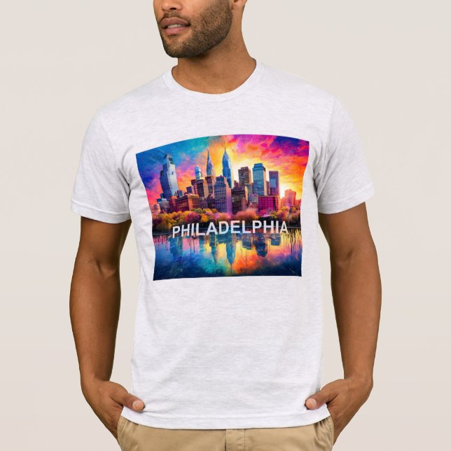 Philadelphia Skyline Graffiti Art  T-Shirt (Front)