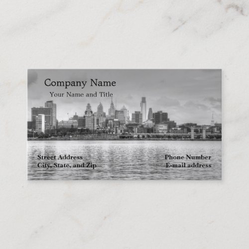 Philadelphia skyline in black and white business cards