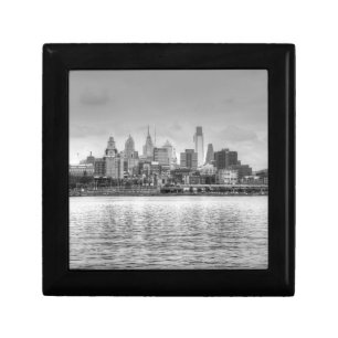 Philadelphia skyline in black and white keepsake box
