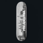 Philadelphia skyline in black and white skateboard deck<br><div class="desc">This is the beautiful skyline of the city of Philadelphia, taken from across the Delaware River at the Camden waterfront. The architecture of the skyscrapers and buildings of Philly are on display in this black and white photo. Center City, the downtown area of Philadelphia, is the focus of this photograph....</div>