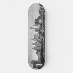 Philadelphia skyline in black and white skateboard deck