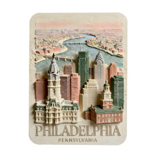 Philadelphia Skyline Modern Textured Cityscape Magnet