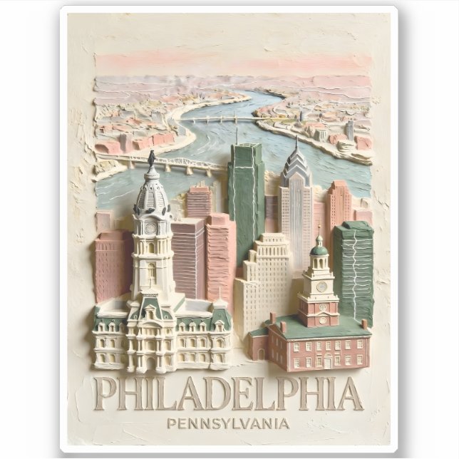 Philadelphia Skyline Modern Textured Cityscape Sticker (Front)