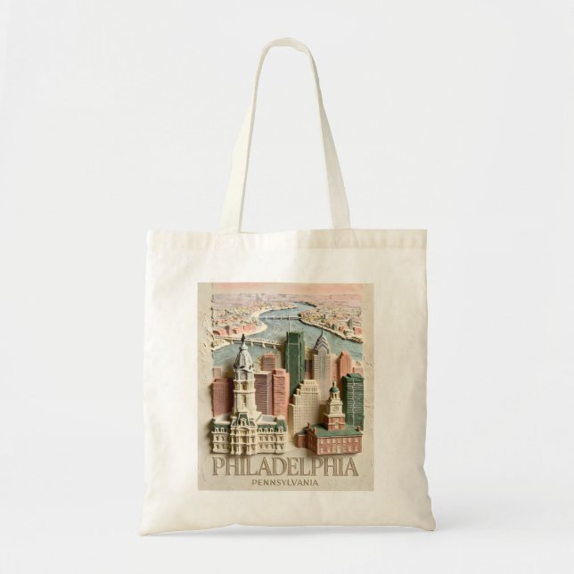 Philadelphia Skyline Modern Textured Cityscape Tote Bag (Front)