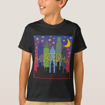 Philadelphia Skyline Nightlife T-shirt by theJasonKnight at Zazzle