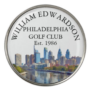 Philadelphia Skyline Personalized Golf Club Name Ball Marker