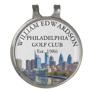 Philadelphia Skyline Personalized Golf Club Name Hat Clip