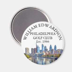 Philadelphia Skyline Personalized Golf Club Name Magnet